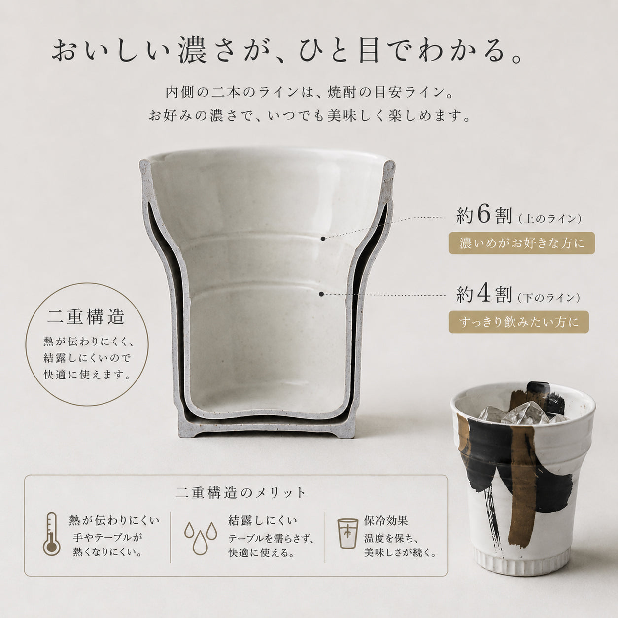 ゼブラ金彩・銀彩（キーポ）　焼酎カップ