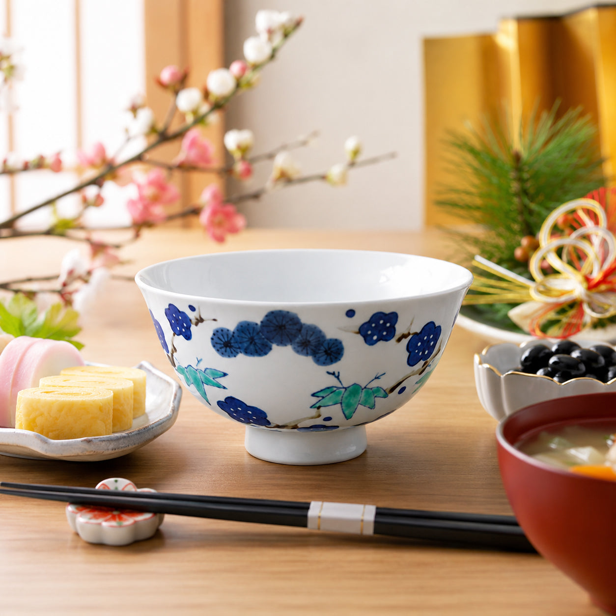 吉祥松竹梅　ご飯茶わん