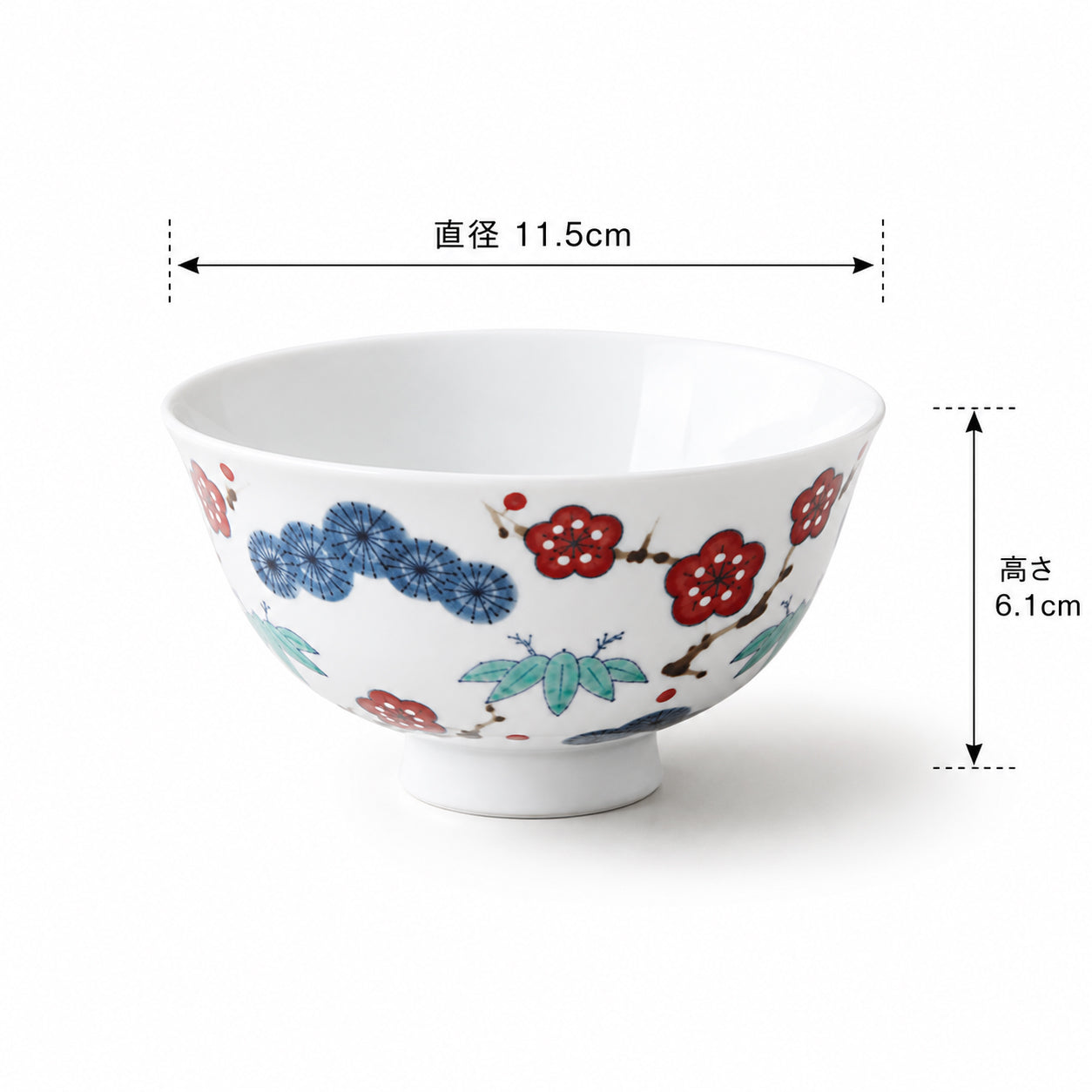 吉祥松竹梅　ご飯茶わん